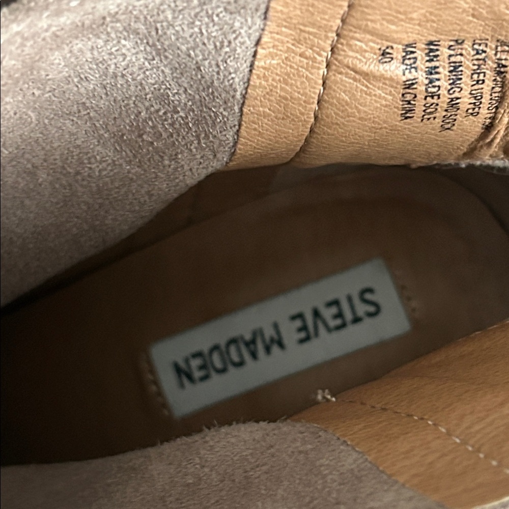 Steve Madden Jillian 9.5 suede leather upper block heel Tan Ankle Boots - Picture 6 of 10